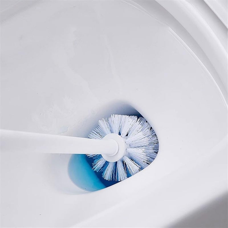 Toilet Brush & Holder White Plastic Floor Standing Toilet Brush Long Handle with Tweezers Toilet Brush Holder Set Hollowed Out Breathable Base Toilet Brush Toilet Bowl Brush Holder Set - Image 3