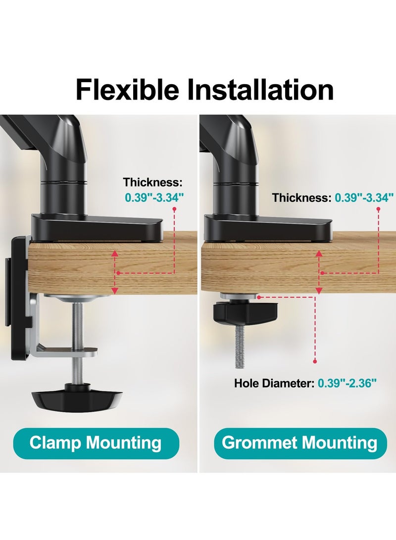 Green Tiger Laptop Stand Desk Mount, 2 in 1 Function Monitor Laptop Mount, Aluminum Laptop Arm Fits Max 17" Notebook and 32" Computer Screen, Single Monitor Mount with Laptop Tray, Holds up to 17.6lbs - Image 3