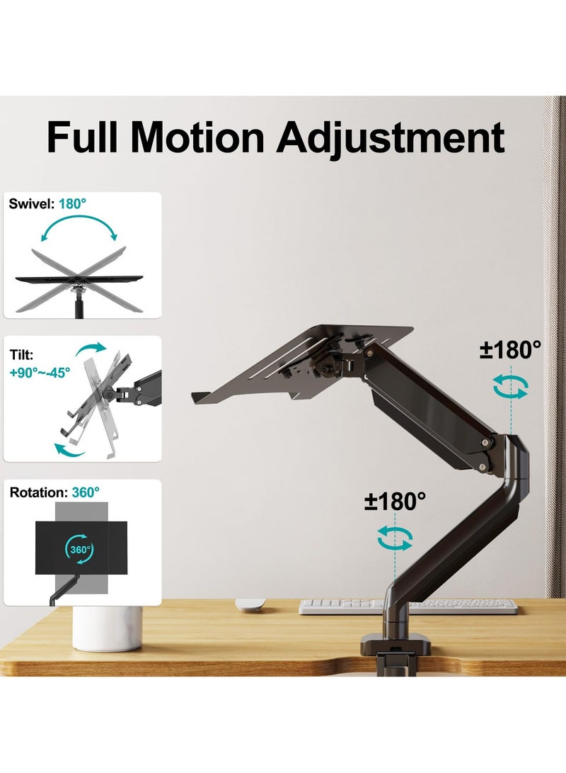 Green Tiger Laptop Stand Desk Mount, 2 in 1 Function Monitor Laptop Mount, Aluminum Laptop Arm Fits Max 17" Notebook and 32" Computer Screen, Single Monitor Mount with Laptop Tray, Holds up to 17.6lbs - Image 5