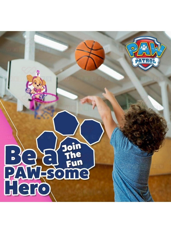 Wembley Paw Patrol Basket Ball for Kids Boys Girls Basketball Set with Deflated Ball, Hoop, Hanging Board & Pump Indoor Outdoor Games Birthday Gift for Children - Skye - Image 5