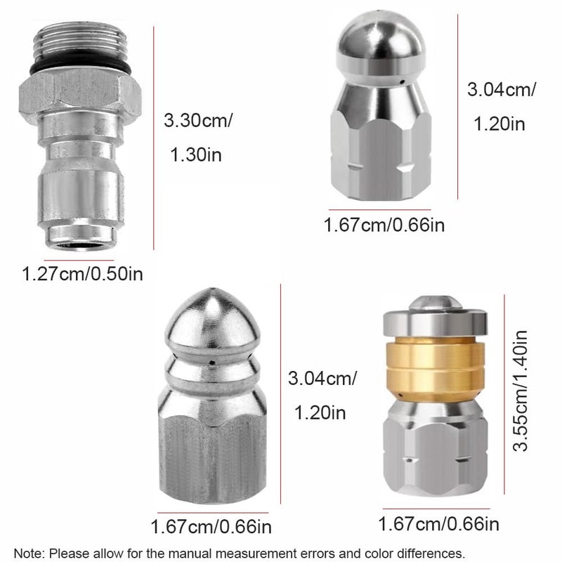 5 Set A Stainless Steel Pressure Washer Sewer Jetter Nozzle Kit With 1 4 Inch Quick Connector - Image 2