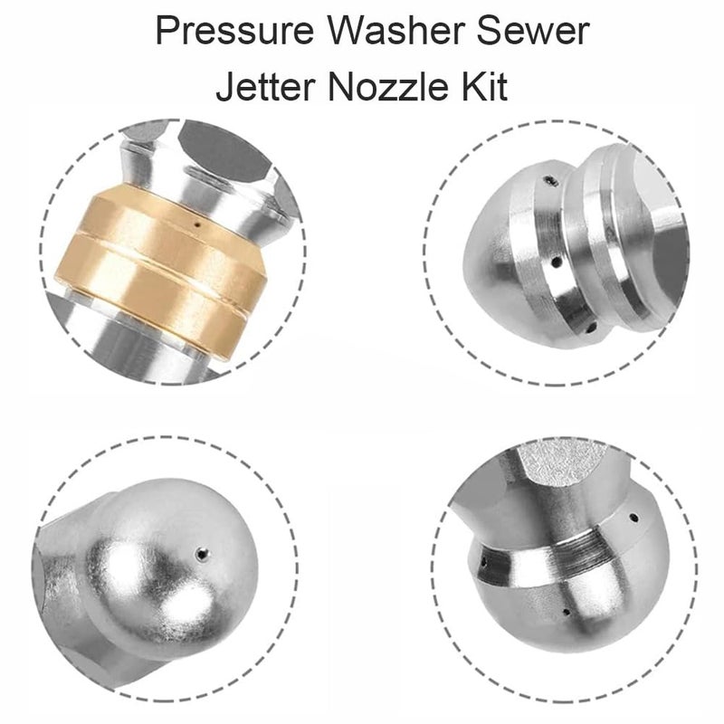 5 Set A Stainless Steel Pressure Washer Sewer Jetter Nozzle Kit With 1 4 Inch Quick Connector - Image 3