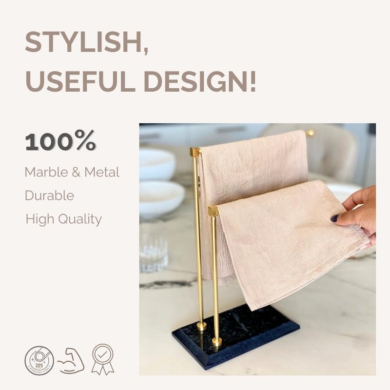 MASON HOME Melrose Hand Towel Stand - Black & Gold - 1pc |Heavy Marble Base | Easy to Use | Bathroom - Kitchen - Bedroom - Washbasin | Towel - Kitchen Roll - Paper Towel | Décor | Organizer | Stand - Image 2