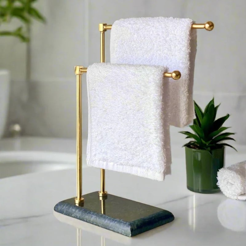 MASON HOME Melrose Hand Towel Stand - Black & Gold - 1pc |Heavy Marble Base | Easy to Use | Bathroom - Kitchen - Bedroom - Washbasin | Towel - Kitchen Roll - Paper Towel | Décor | Organizer | Stand - Image 1