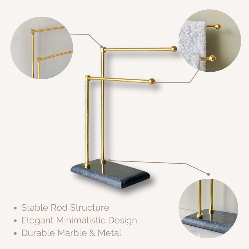 MASON HOME Melrose Hand Towel Stand - Black & Gold - 1pc |Heavy Marble Base | Easy to Use | Bathroom - Kitchen - Bedroom - Washbasin | Towel - Kitchen Roll - Paper Towel | Décor | Organizer | Stand - Image 5