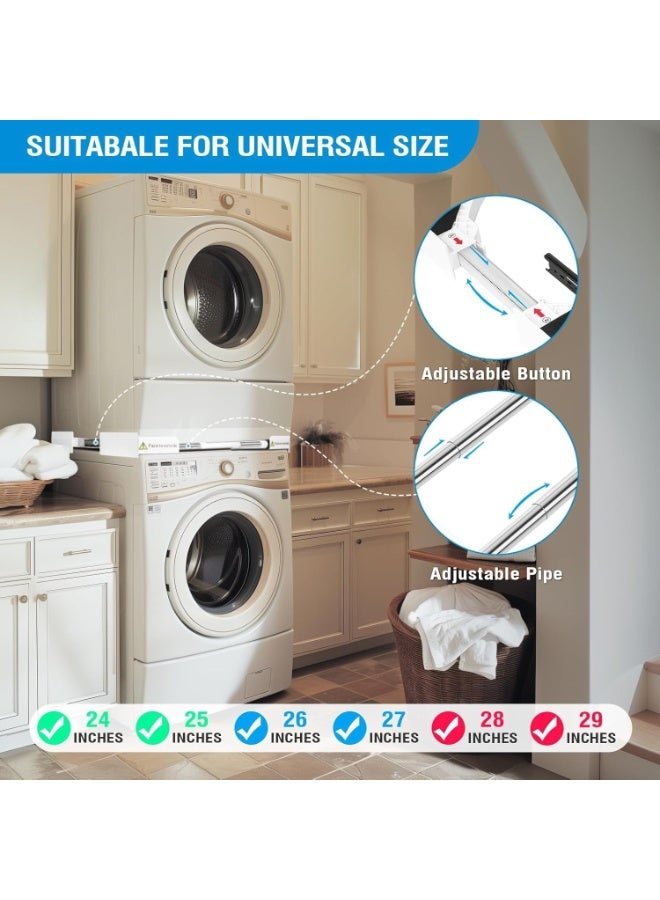 عربست غسالة مجفف مجموعة التراكم ، مجموعة التراكم العالمية للغسالة والمجفف ، مع سحب رف التجفيف ، قابل للتعديل 29 "/ 28" / 27 "/ 26" / 25 "/ 24" مجموعة التراكم مع حزام الراشيت - Image 3