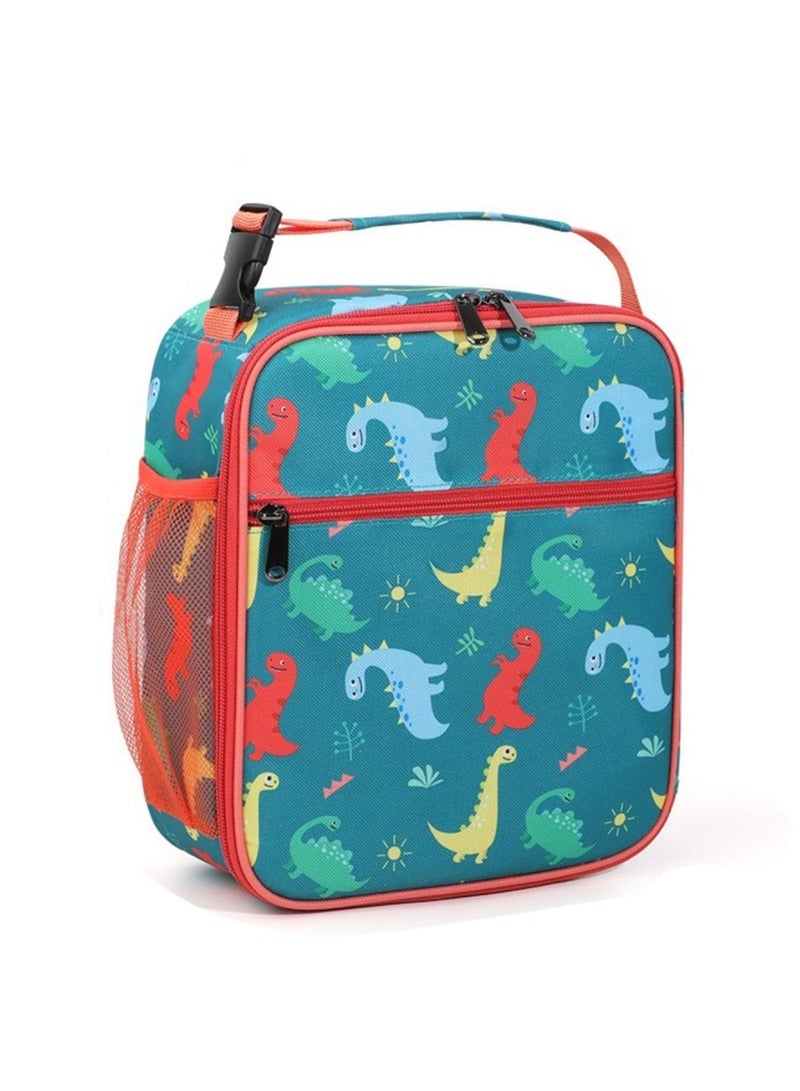 SänHahn Kids Lunch Box Insulated Soft Bag Mini Cooler Back to School Thermal Meal Tote Kit with Proof Water-resistant Lining for Girls, Boys (Green Dinosaur)  - Image 1