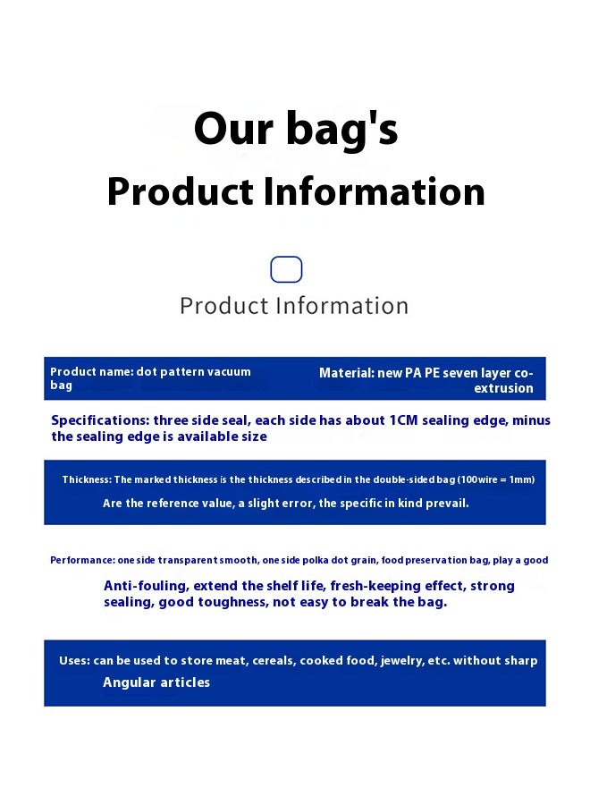 100pcs For All Vacuum Sealers Embossed Vacuum Sealer Kitchen Food Preservation Bags Transparent 12x20cm - Image 5