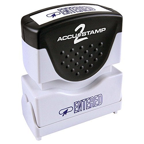 AccuStamp ACCU-STAMP2 Message Stamp with Shutter, 1-Color, ENTERED, 1-5/8" x 1/2" Impression, Pre-Ink, Blue Ink (035614) - Image 1
