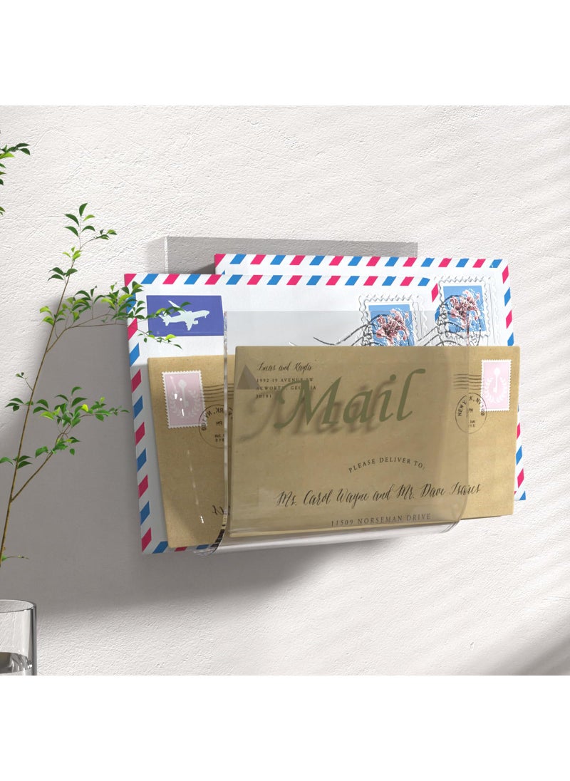 Cociat Cociat Acrylic Mail Holder for Wall Clear Hanging 6.6 X 2.2 Inch Mail Organizer Wall Mounted File Holder  - Image 4