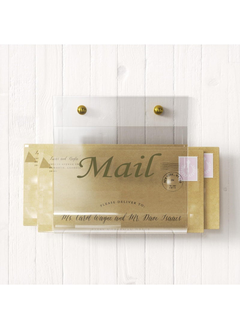 Cociat Cociat Acrylic Mail Holder for Wall Clear Hanging 6.6 X 2.2 Inch Mail Organizer Wall Mounted File Holder  - Image 2
