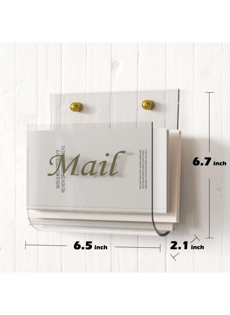 Cociat Cociat Acrylic Mail Holder for Wall Clear Hanging 6.6 X 2.2 Inch Mail Organizer Wall Mounted File Holder  - Image 3