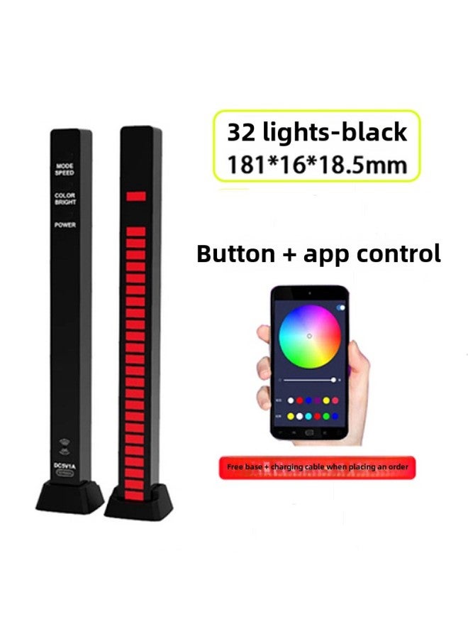 Loquat Rgb Sound-activated Desktop Atmosphere Led Computer Car Spectrum Music Rhythm Cool 3d Sound-picking Lamp-Color:D08-32 Lamp Beads-APP-Black-Size:5V (battery) - Image 1