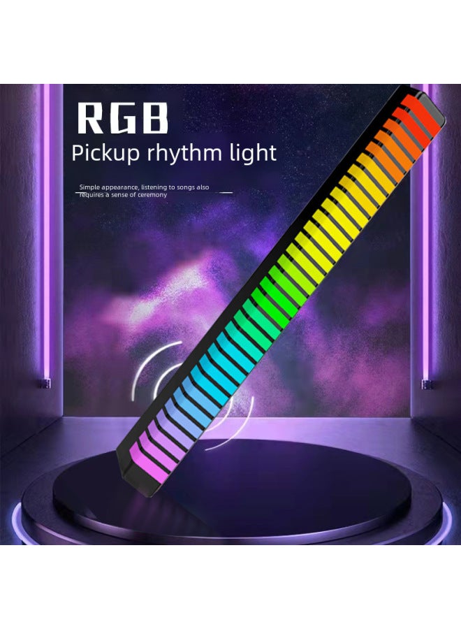 Loquat Rgb Sound-activated Desktop Atmosphere Led Computer Car Spectrum Music Rhythm Cool 3d Sound-picking Lamp-Color:D08-32 Lamp Beads-APP-Black-Size:5V (battery) - Image 3