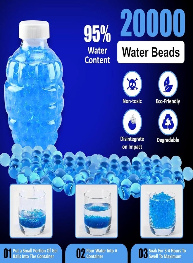 Baethan Gel Blaster Refill Ammo – 20,000 Rounds of 7-8mm Non-Toxic Water Beads for Gel Guns – Safe for Adults 15+ – Transparent Blue Gel Bullets – Pack of 4 – Also Ideal as Home Decor Vase - Image 3
