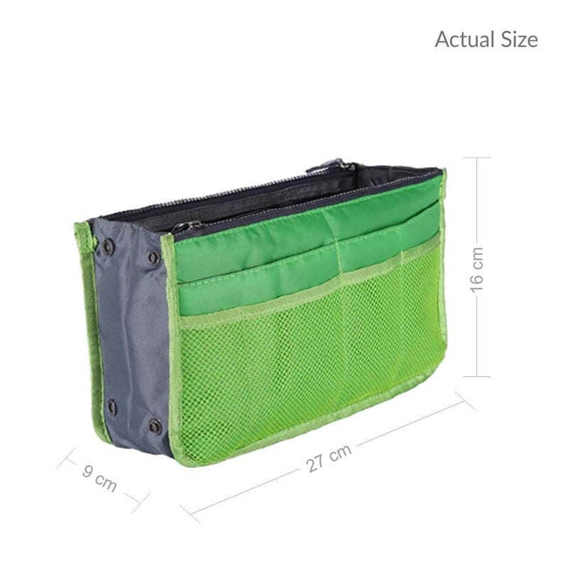 Flywind Daily Travel Utility and Toiletries Organizer Inserts Pouch for Girl Women Handbag Tote | Multipurpose Storage Compartments Ladies Accessories Hand Bag Purse (Green) - Image 2