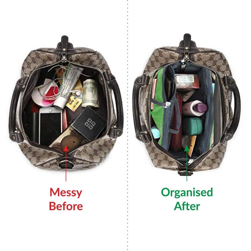 Flywind Daily Travel Utility and Toiletries Organizer Inserts Pouch for Girl Women Handbag Tote | Multipurpose Storage Compartments Ladies Accessories Hand Bag Purse (Green) - Image 5