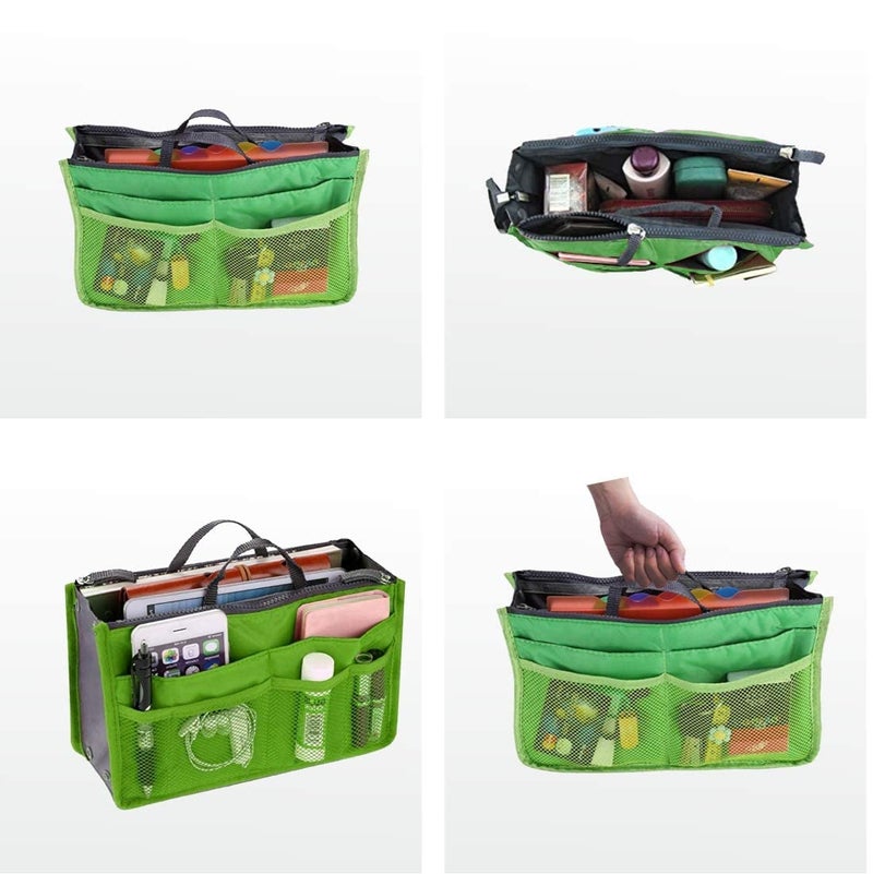 Flywind Daily Travel Utility and Toiletries Organizer Inserts Pouch for Girl Women Handbag Tote | Multipurpose Storage Compartments Ladies Accessories Hand Bag Purse (Green) - Image 3