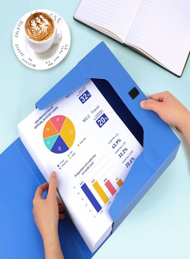 هوا جي صناديق تخزين ملفات HUA JIE A4، علب بلاستيكية لحفظ الملفات مع غطاء، منظم ملفات، صندوق لحفظ المستندات للمكتب، 31×7.5×23.5 سم، أزرق (عبوة من 4 قطع) - Image 3