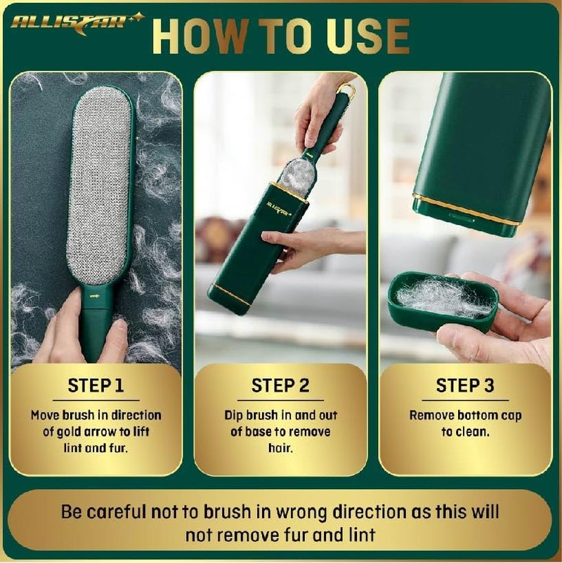 ALLISTAR Pet Hair Remover, Lint Remover, Lint Brush for Clothes, Furniture, Carpets, Car Seats. Cat Hair Remover. Dog Hair Remover Laundry. Double-Sided. Reusable. Self-Cleaning Base. (Forest Green) - Image 4