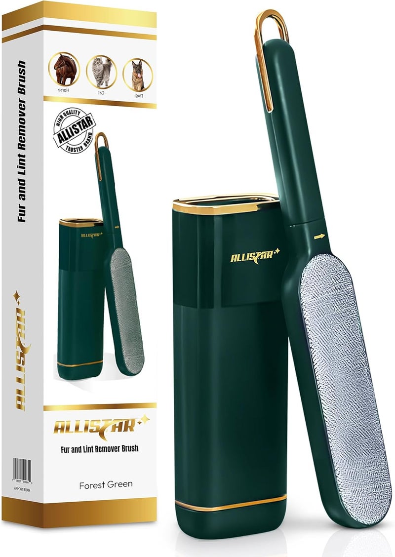 ALLISTAR Pet Hair Remover, Lint Remover, Lint Brush for Clothes, Furniture, Carpets, Car Seats. Cat Hair Remover. Dog Hair Remover Laundry. Double-Sided. Reusable. Self-Cleaning Base. (Forest Green) - Image 1
