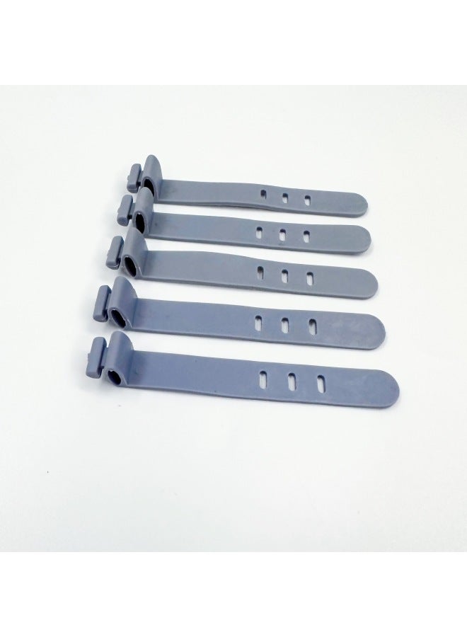 Loquat 2 Holes 3 Holes Data Cable Tie Earphone Bundle Storage Belt Silicone Tie Charging Cable Winding Cable Tie Cable Tape-Color:Grey (3 Holes 80mm Flat Buckle Head) - Image 1