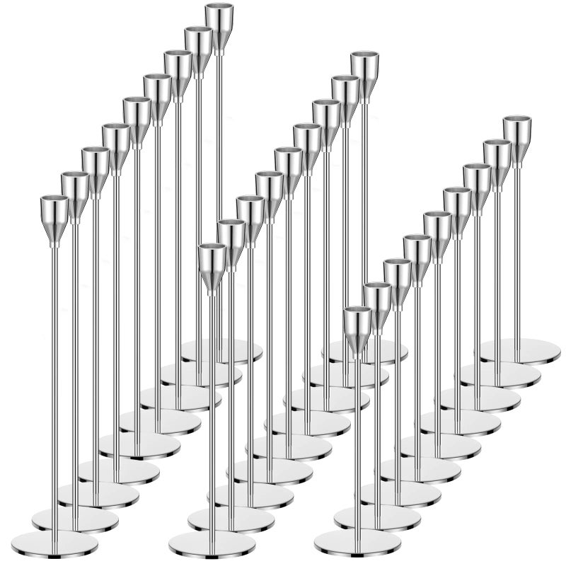 Potchen 27 Pack Candles Holder 9 Sets Taper Candlestick Holders Fit 075 Inch Thick Pillar Candles Long Candle Sticks Centerpiece Decor for Home Wedding Dinning Party AnniversarySilver