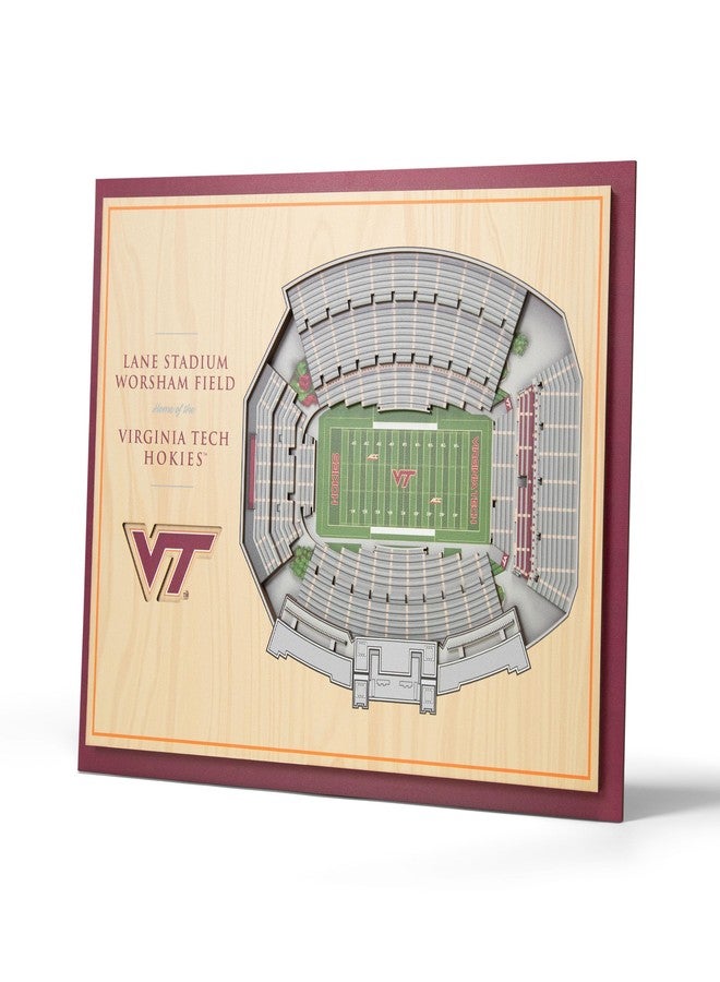 YouTheFan NCAA Virginia Tech Hokies 5-Layer StadiumView 3D Wall Art - Lane Stadium Worsham Field - Image 1
