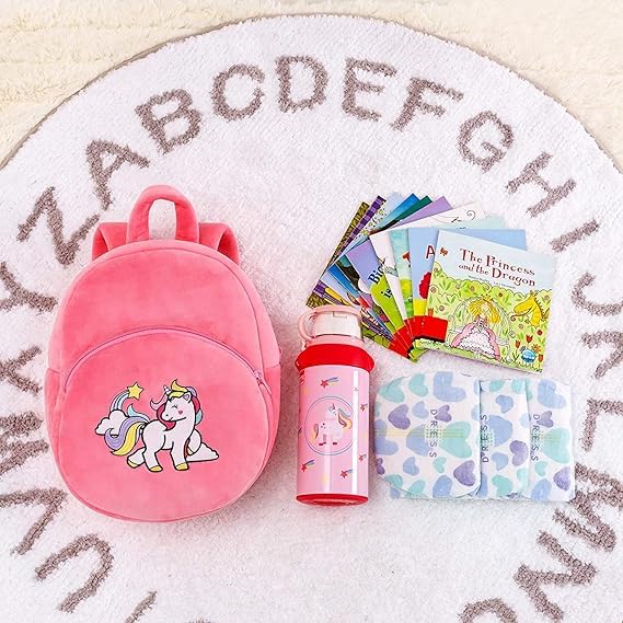 Frantic Kids Soft Animal Cartoon Travelling School Bag Soft Plush Backpacks Boys Girls Baby for 2 to 5 Years Baby/Boys/Girls Nursery(Hot Pink Unicorn) - Image 4