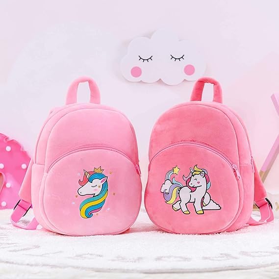 Frantic Kids Soft Animal Cartoon Travelling School Bag Soft Plush Backpacks Boys Girls Baby for 2 to 5 Years Baby/Boys/Girls Nursery(Hot Pink Unicorn) - Image 3