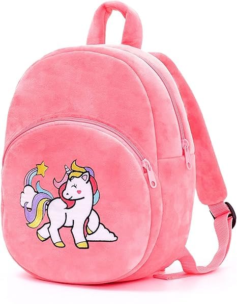 Frantic Kids Soft Animal Cartoon Travelling School Bag Soft Plush Backpacks Boys Girls Baby for 2 to 5 Years Baby/Boys/Girls Nursery(Hot Pink Unicorn) - Image 1