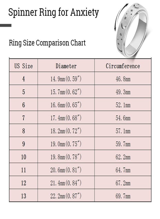 OreilleStar Anxiety Ring for Women Spinner Ring: Fidget Ring Spinner Rings for Anxiety Fidget Rings for Women Anxiety Fidget Toys Ring Adults Silver Size 7 - Image 2