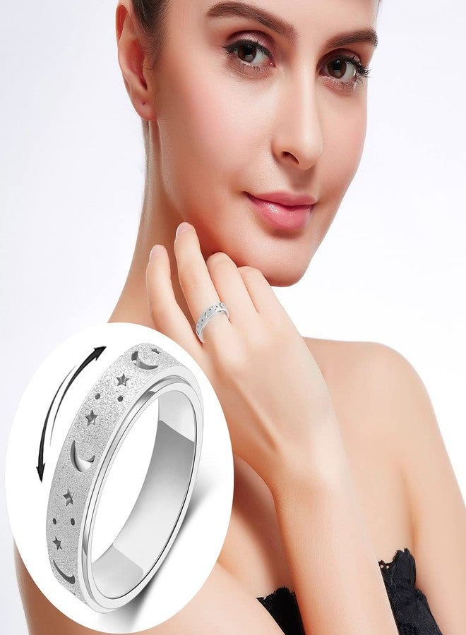 OreilleStar Anxiety Ring for Women Spinner Ring: Fidget Ring Spinner Rings for Anxiety Fidget Rings for Women Anxiety Fidget Toys Ring Adults Silver Size 7 - Image 3