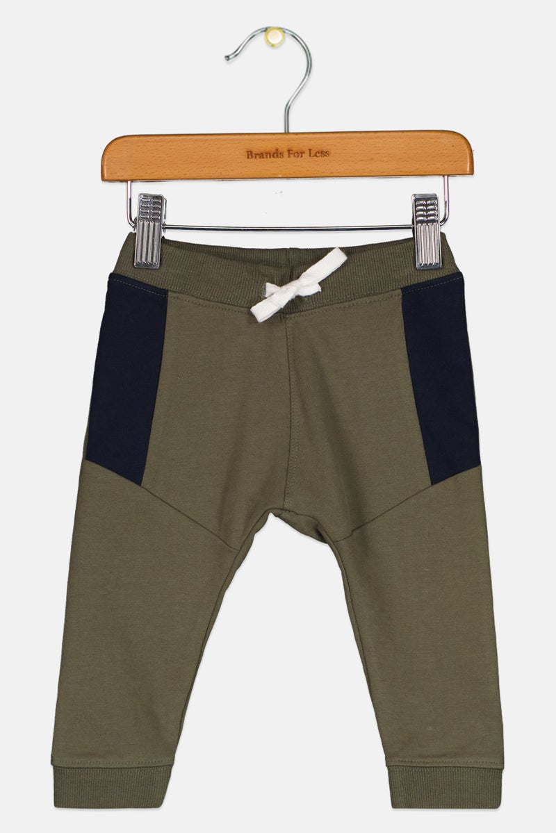 NAME IT Toddlers Boy Plain Drawstring Sweatpants, Olive - Image 1