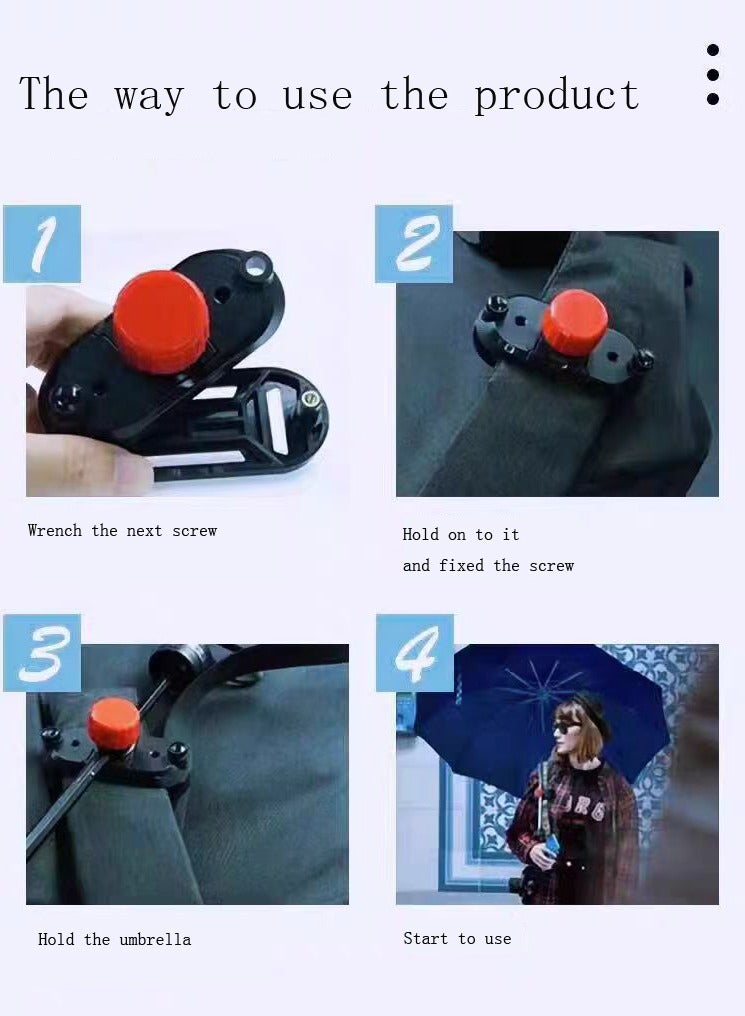 Hands-Free Black Umbrella Clip: Compact Travel & Parenting Must-Have for Effortless Convenience - Image 3