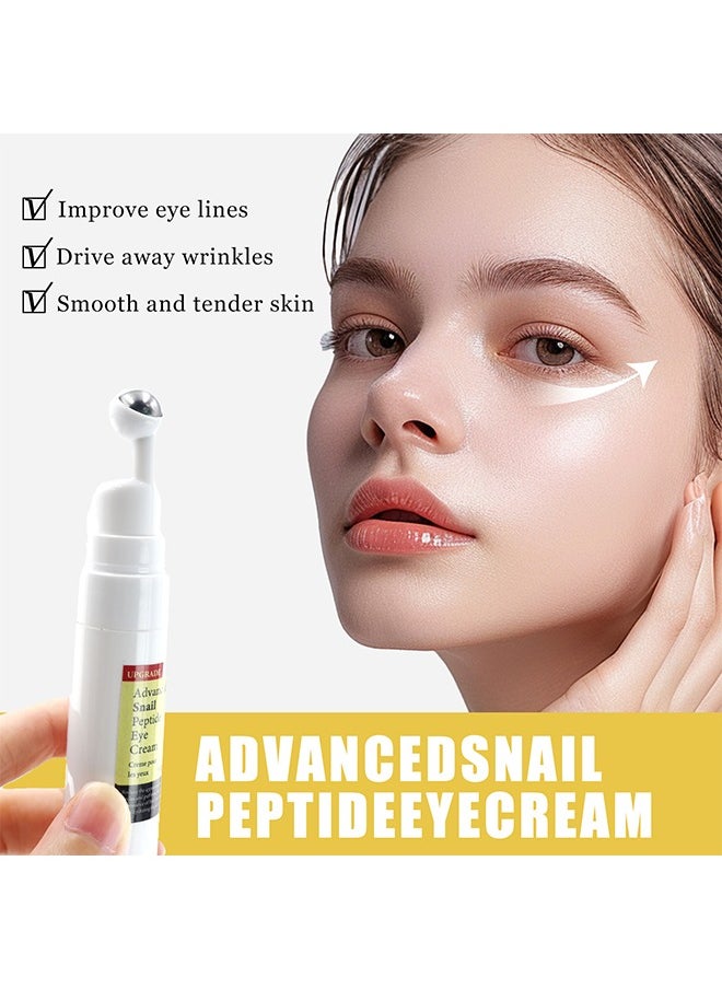 Advanced Snail Peptide Eye Cream, For Dark Circles, Puffiness And Wrinkle, Niacinamide And Snail Mucin Eye Cream, Moisturizing, Hydrating, Firming, 360° Massage Ball, 17ML