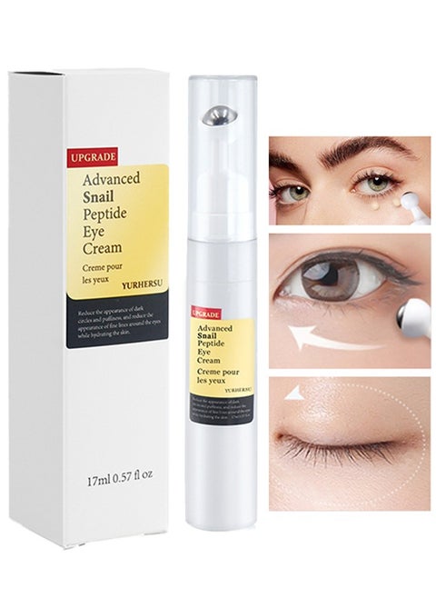 Advanced Snail Peptide Eye Cream, For Dark Circles, Puffiness And Wrinkle, Niacinamide And Snail Mucin Eye Cream, Moisturizing, Hydrating, Firming, 360° Massage Ball, 17ML