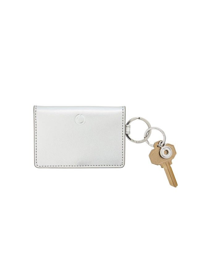 Oventure Keychain Wallet – Slim Leather ID Case with Key Ring | Compact, Stylish & Giftable Card Holder for Women, Silver, Compact - Image 1