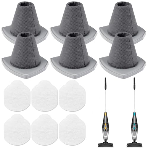 LINNIW 6+6 Pack NES215A/ NES210 Vacuum Filter Set for Eureka NES215A/ NES210/ NES212/ NES215 Blaze Stick Vacuum Cleaner, 6 Pack Vacuum Filters & 6 Pack Pre-Motor Filters, Compare to Part #N0101 & N0102 - Image 1