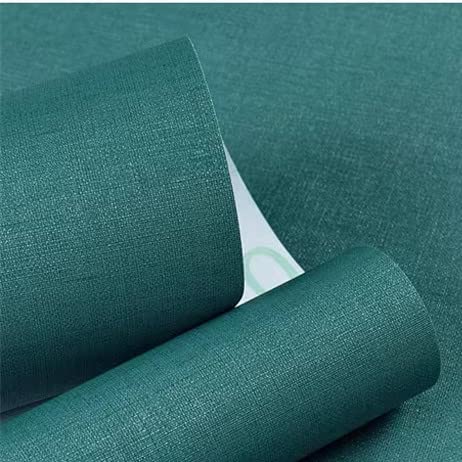 Yancorp Textured Fabric Emrald Green Peel and Stick Wallpaper Faux Grasscloth Linen Removable 24x120 SelfAdhesive Wallpaper and Counter Top Liners - Image 1
