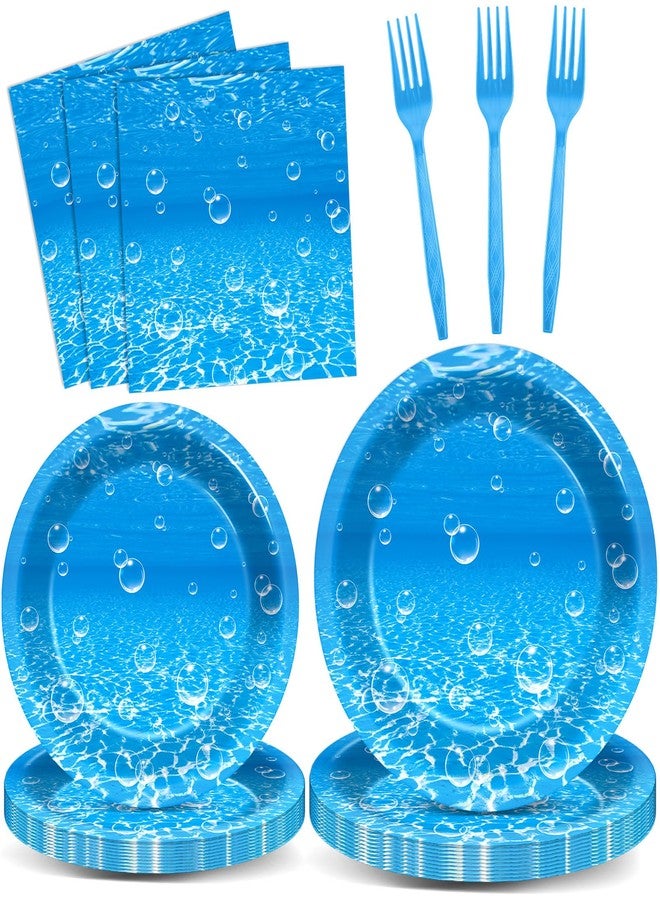 CHUNNIN 96Pcs Ocean Theme Party Plates and Napkins for Under the Sea Bubbles Birthday Party Supplies Underwater Paper Dessert Cake Plates Ocean Tableware Set for Kids Boys 24 Guests Birthday Party Decorations - Image 1