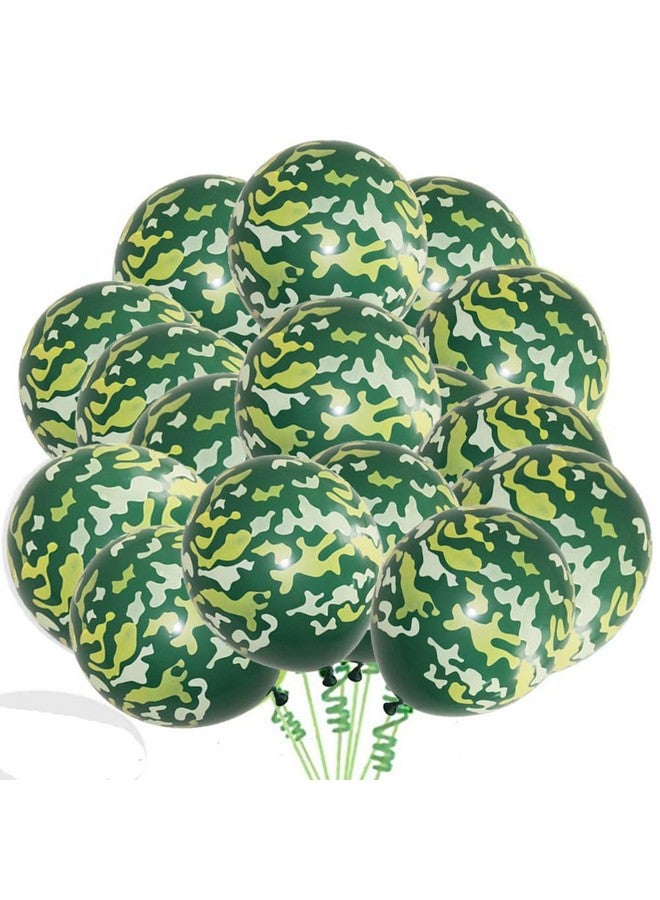 فينيبا مجموعة بالونات حفلات Finypa Army Military Camouflage، 30 بالونًا عسكريًا لحفلات الصيد والاحتفالات العسكرية - بالونات لاتكس كبيرة مقاس 12 بوصة - Image 1