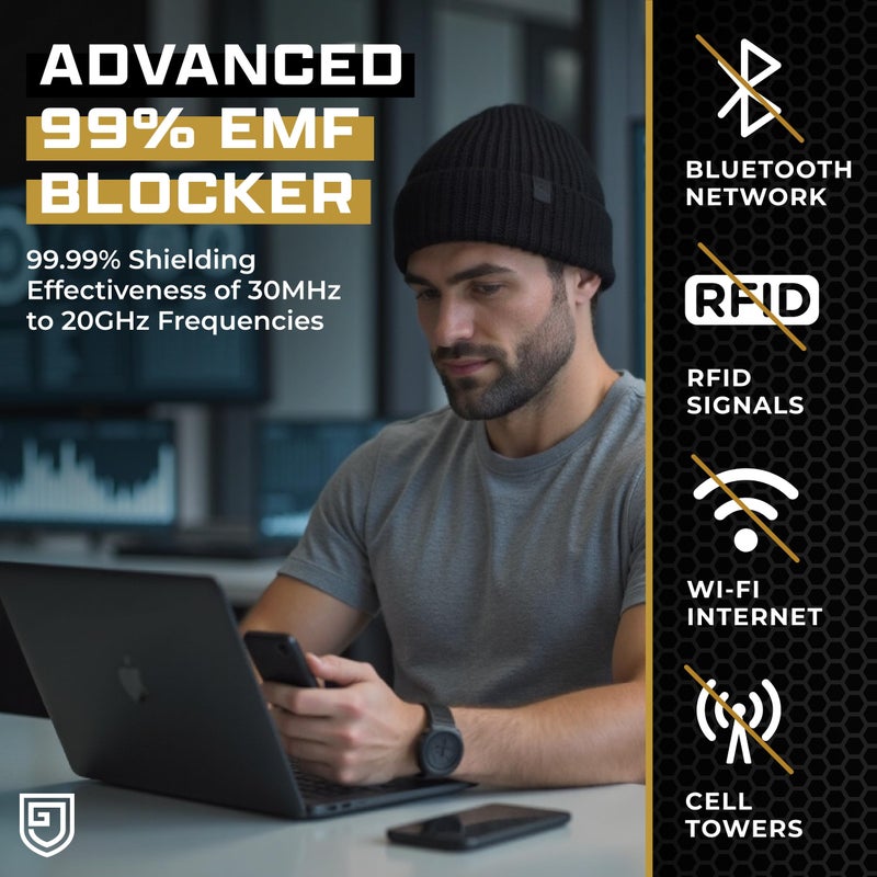 Gardava Faraday Beanie Protection Hat - Blocks 99.9% E.M.Fs, 5G, WiFi, R.adiation, 3rd Party Tested, Unisex-Adults, Black - Image 2