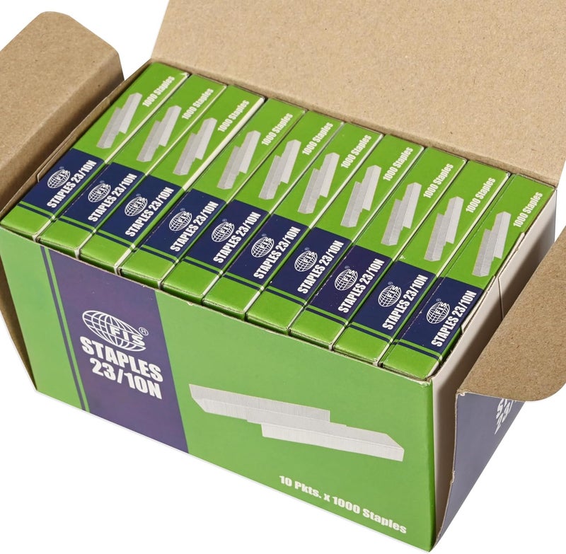 FIS Stapler Pins 23/10 - 1000 Staples per Packet, Pack of 10, High Carbon Steel - Image 2
