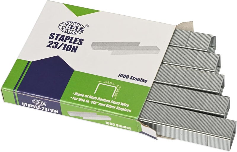 FIS Stapler Pins 23/10 - 1000 Staples per Packet, Pack of 10, High Carbon Steel - Image 3