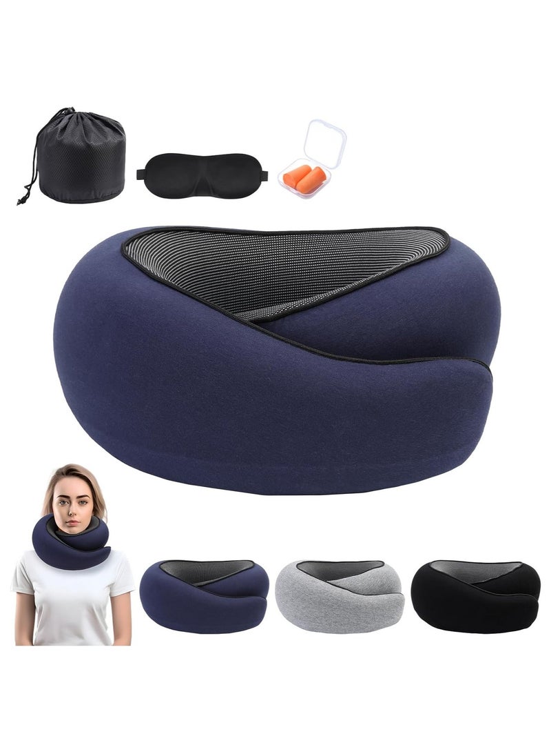 Arabest Travel Neck Pillow, Memory Foam Travel Neck Pillow, Airplane Travel Neck Pillow, 360 Degree Comfort and Breath Neck Pillow, Stowable U-Shaped Pillow with 3D Eye Mask and Soft Foam Earplugs - Image 1