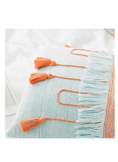 Y&D Throw Pillow Covers, Boho Contrast Color Irregular Striped Tassels Cushion Cover, Comfy Square Covers for Bed Sofa Couch Bench Car Home Decor, 18X18inch, 1 PACK (Orange+Green)  - Image 5