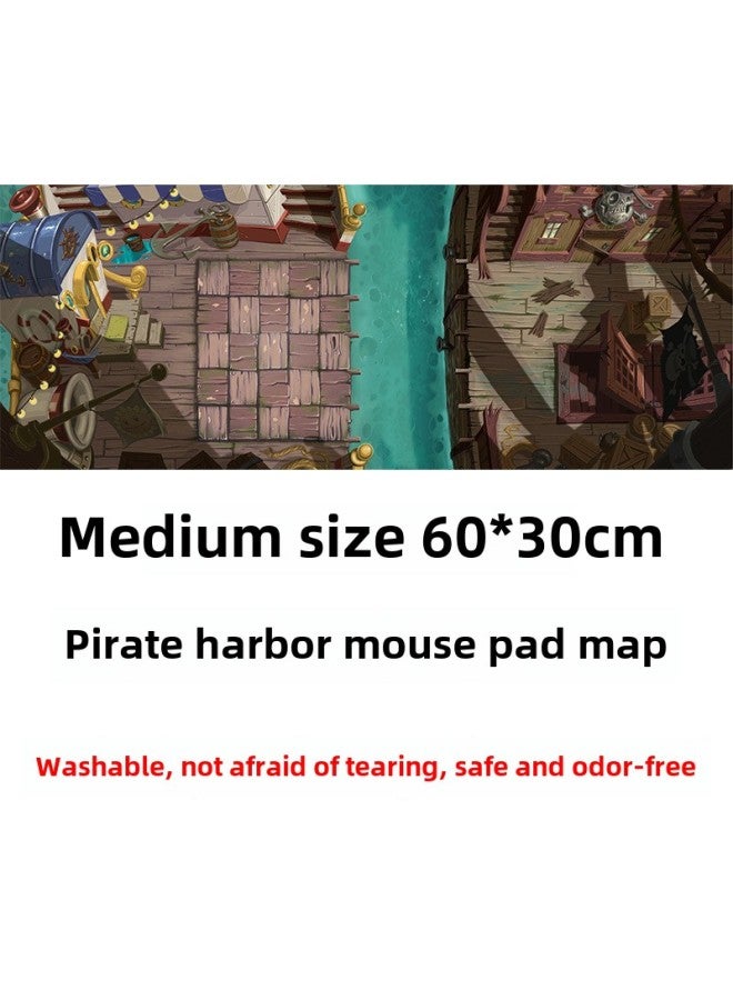 Plant Wars Map Accessories Non-slip Mouse Pad Map Generation Paper Map Cloth Texture Parent-child Interactive Map-Color:Medium 60*30 Pirate Harbor Mouse Pad Map (bag)  - Image 1