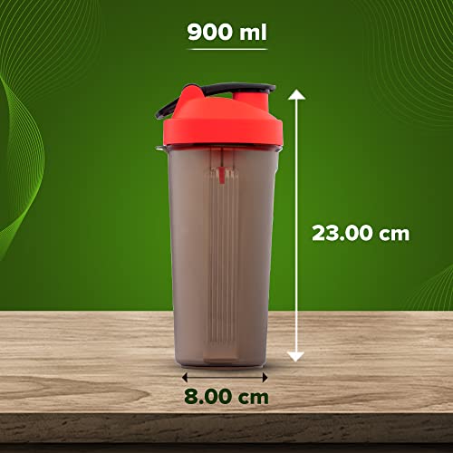 SAND DUNE Set of 1, 900 ml Each Red Unbreakable Shaker/Sipper Pet Bottle, 100% Leakproof, BPA-Free Blender Bottle, Ideal for Water, Whey Protein, Preworkout, Shakes - Image 4