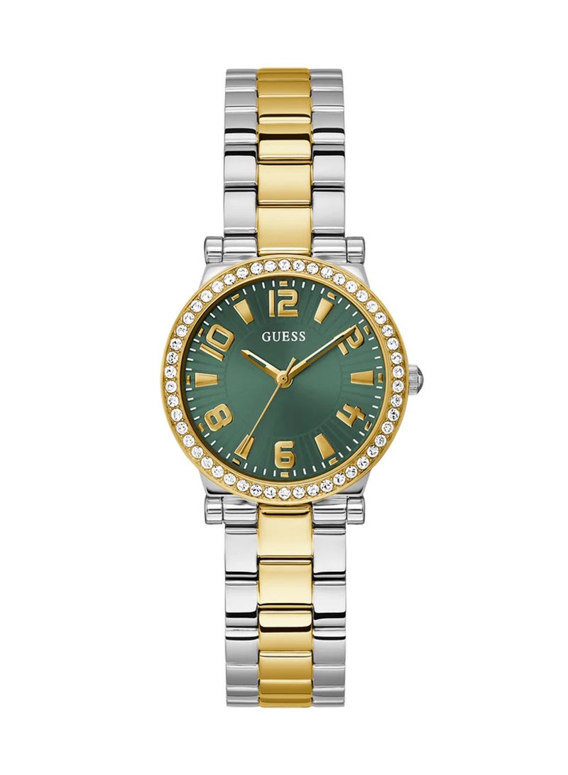GUESS ساعة نسائية أنالوج بسوار من الفولاذ المقاوم للصدأ بلونين GW0686L2 - 32 مم - Image 1